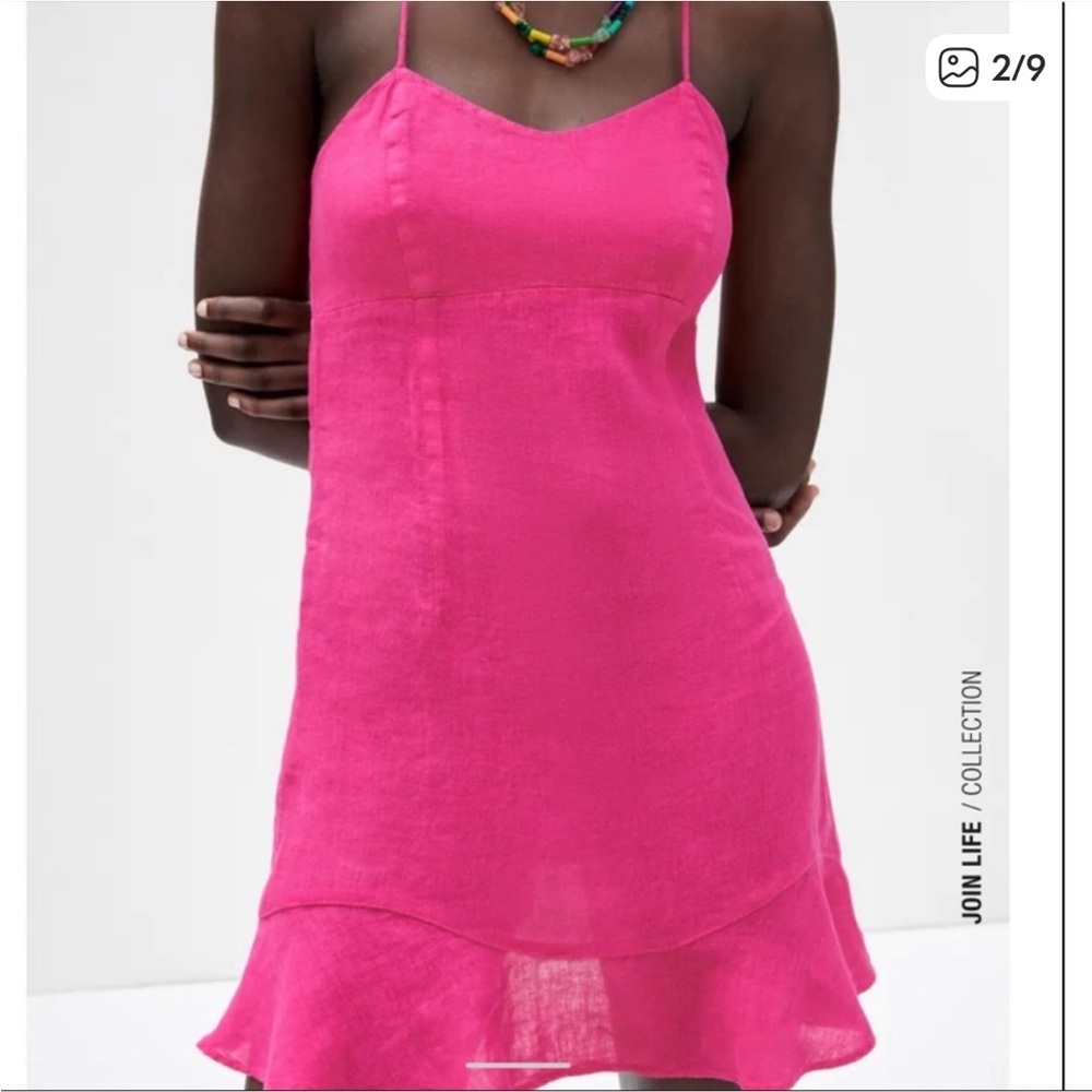 Pink linen Slip Dress - Picture 3 of 7